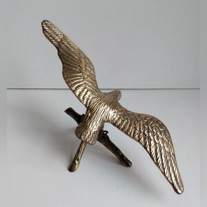 Vintage Brass EAGLE ON BRANCH Statue Bird Wing Span Patriotic Majestic figurine